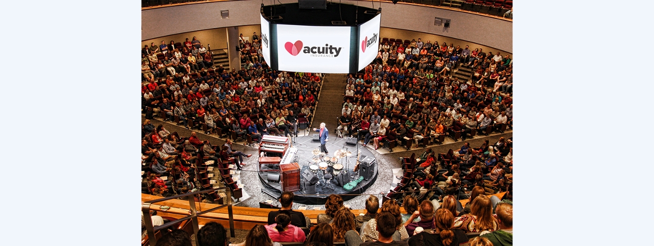 Theater: Acuity’s headquarters includes a 2,000-seat theater-in-the-round that symbolizes a flat organizational structure where all employees are equally welcome to offer input.