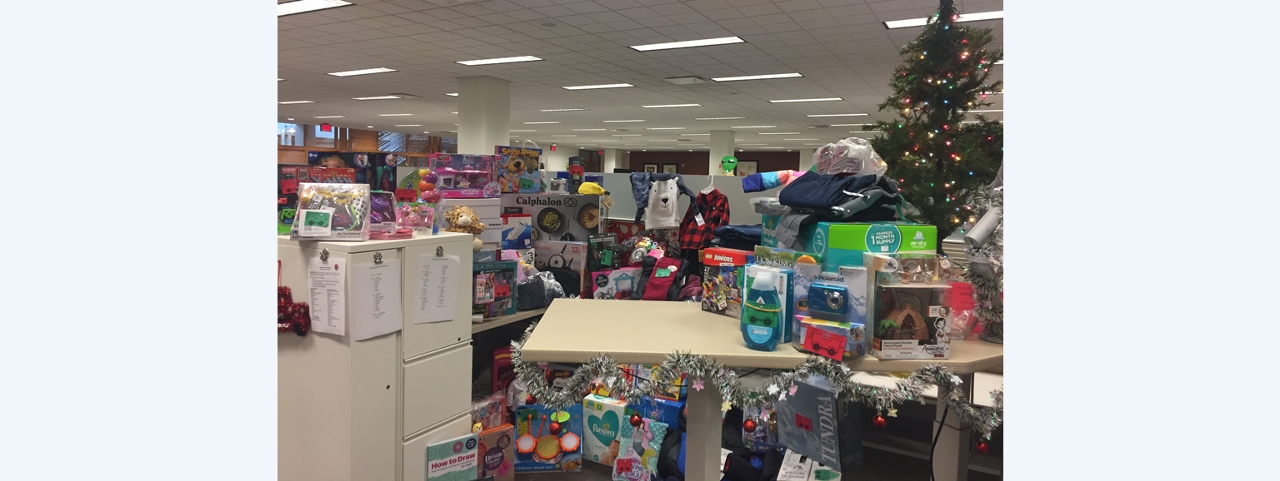 Business Consulting Gift Drive 1: The Business Consulting department at Acuity organized a gift drive to support the Salvation Army’s Adopt-A-Family program.